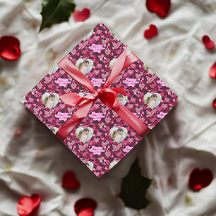 Gorgeous Pink Hearts Custom Photo Wrapping Paper