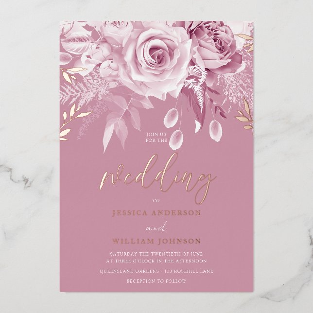 Gorgeous Pink Rose Wedding Rose Gold  (Front)