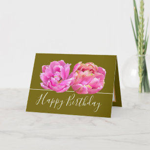 Gorgeous Pink Tulip Pretty Floral Bouquet Birthday Card