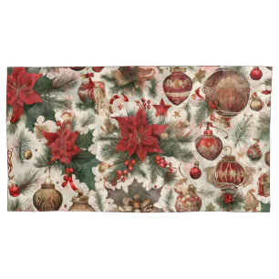 Gorgeous Poinsettia Flowers, Christmas Decorations Pillowcase