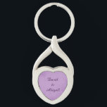 Gorgeous Purple Couple in Love Keychain<br><div class="desc">Shop Weddings by Rhoadie for lovely keychains for couples.  This design features a heart shaped keychain with you and your lovers name written in lovely dark purple font on a purple parchment background.   Customize yours today!</div>