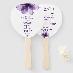 Gorgeous Purple Flower Wedding Program Hand Fan