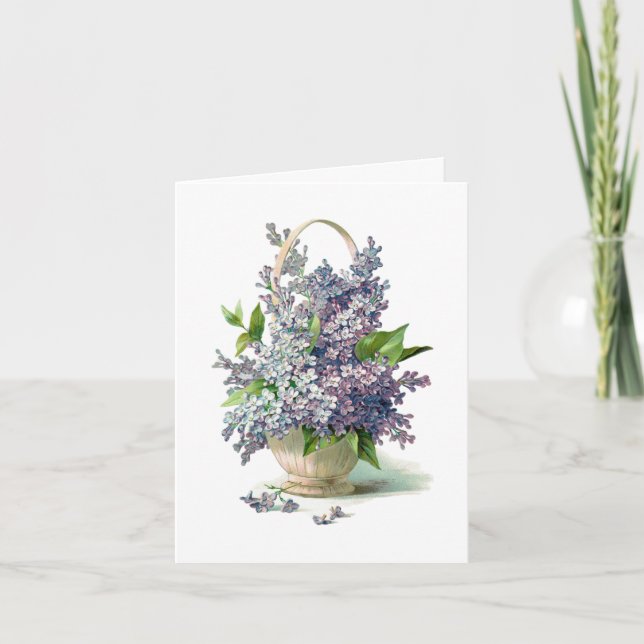 Gorgeous Purple Lavendar Lilac Basket Card (Front)