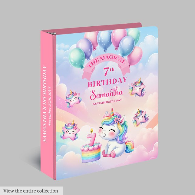 Gorgeous Rainbow Clouds Unicorn 7th Birthday Album Binder (Gorgeous Rainbow Clouds Unicorn 7th Birthday Album 3 ring binder)