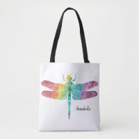 Gorgeous Rainbow Watercolor Dragonfly Personalized