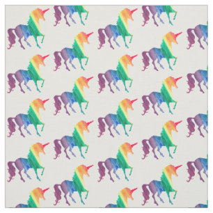 Gorgeous Rainbow Watercolor Unicorn Silhouette Fabric