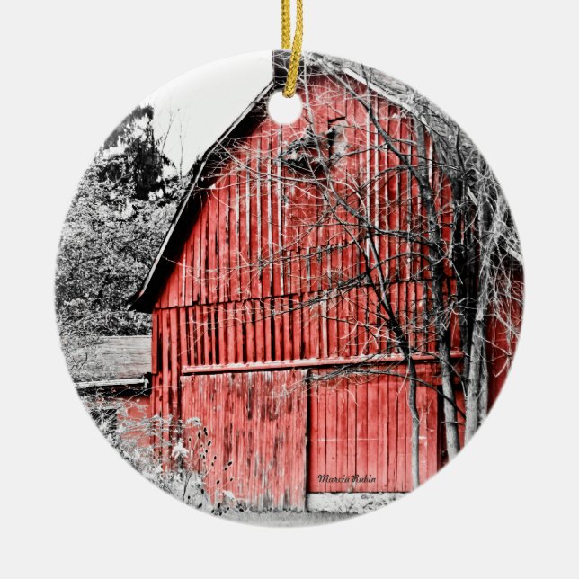 Gorgeous Red Barn Ceramic Ornament (Front)