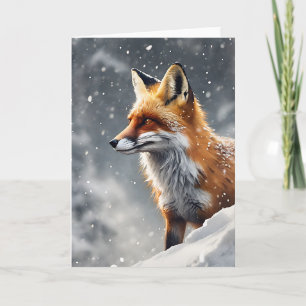 Gorgeous Red Fox in Falling Snow Blank Card