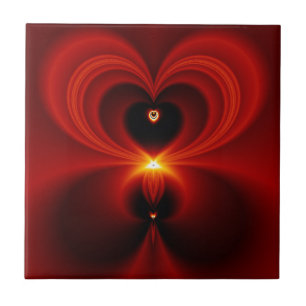 Gorgeous Red Fractal Heart Tile
