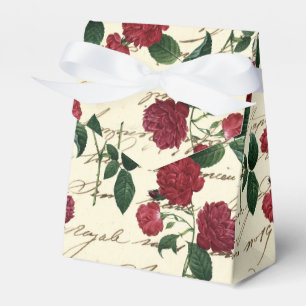 Gorgeous Red Roses and Classic Vintage Handwriting Favor Box
