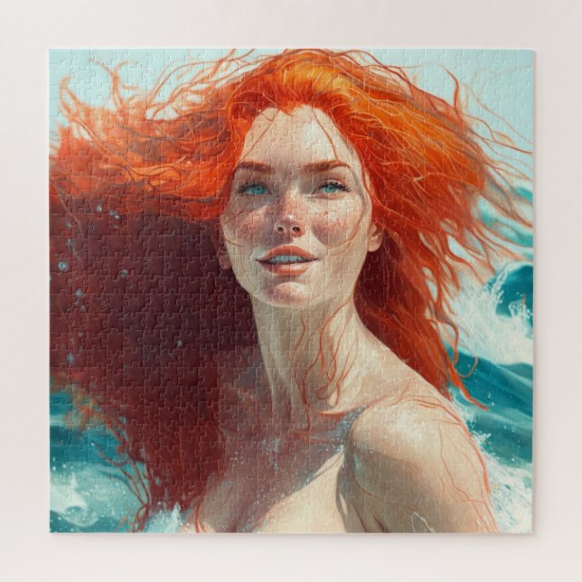 Gorgeous Redhead Emerging from the Water Jigsaw Puzzle (Vertical)