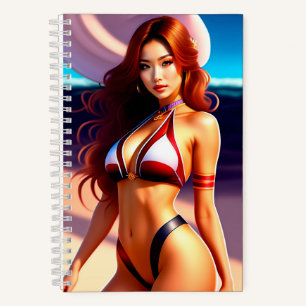 Gorgeous redhead female posing as bikini Notebook