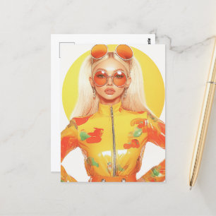 Gorgeous Retro Blonde Woman Two Sunglasses 0n Postcard