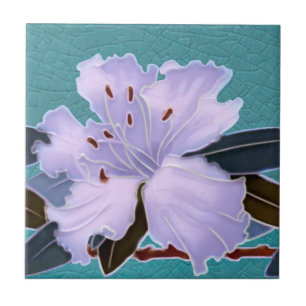 Gorgeous Rhododendron Art Nouveau Border Repro Tile