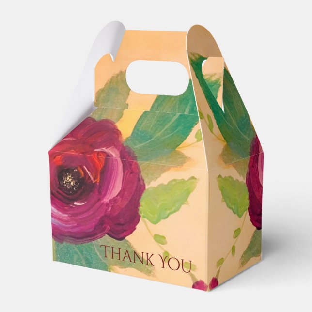 Gorgeous Rose Flowered Wedding Favours Favor Box (Front Side)