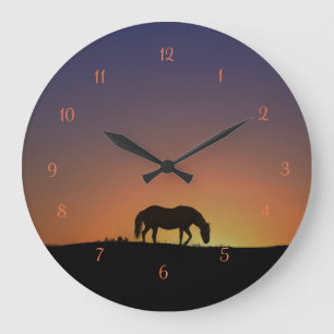 Gorgeous Round Horse in southwestern Sunrise Clock