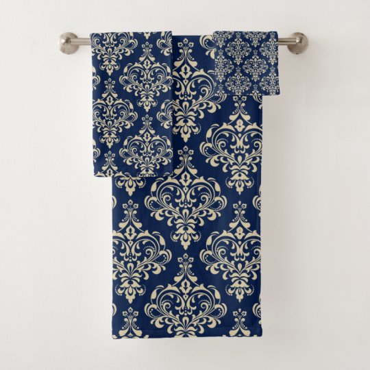 Royal Blue Elegant Damask Pattern Bath Towel Set Zazzle.ca