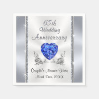 Gorgeous Sapphire 65th Wedding Anniversary Napkins