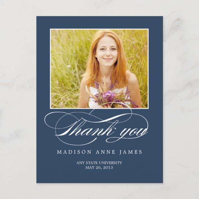 Gorgeous Script Graduation Thank You Card (Front)