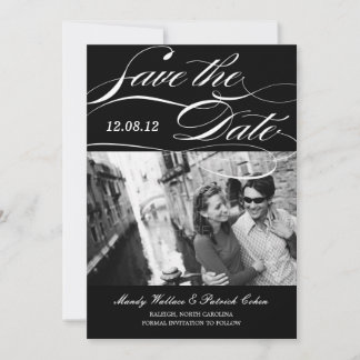 Gorgeous Script Save The Date Announcement (Black)