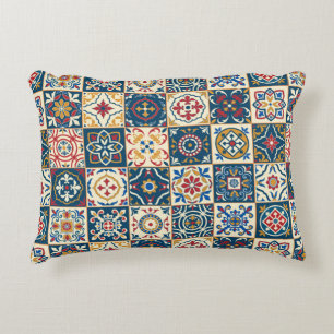 Gorgeous seamless pattern white colorful Moroccan, Accent Pillow