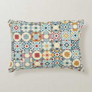 Gorgeous seamless pattern white colorful Moroccan, Accent Pillow