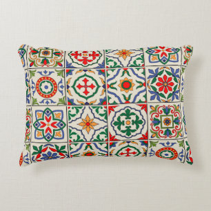 Gorgeous seamless pattern white colourful Moroccan Accent Pillow