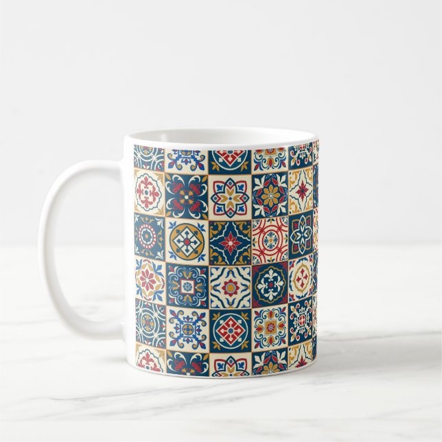 Gorgeous seamless pattern white colourful Moroccan Coffee Mug (Left)