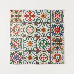 Gorgeous seamless pattern white colourful Moroccan Tapestry