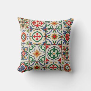 Gorgeous seamless pattern white colourful Moroccan Throw Pillow