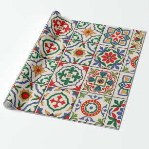 Gorgeous seamless pattern white colourful Moroccan Wrapping Paper