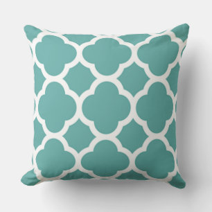 Gorgeous Shade of Blue Quatrefoil Pattern Throw Pillow