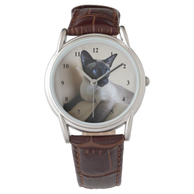 Gorgeous Siamese Cat Face Watch (Front)