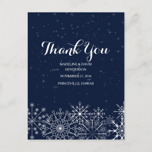 Gorgeous Snowflakes Winter Weddings Thank You Postcard