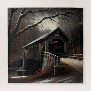 Gorgeous snowy covered bridge puzzle