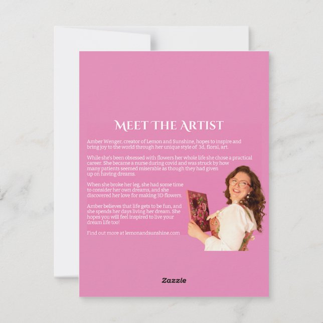 Gorgeous soft pink and yellow Greeting card (Back)