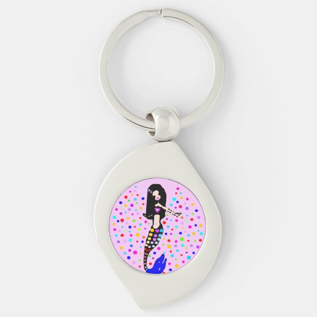 🧜‍♀️❤️✦°•Gorgeous Sparkling Little Goth Mermaid Keychain (Front)