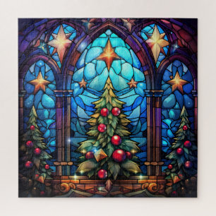 Gorgeous Stained Glass Decorated Christmas Tree Jigsaw Puzzle