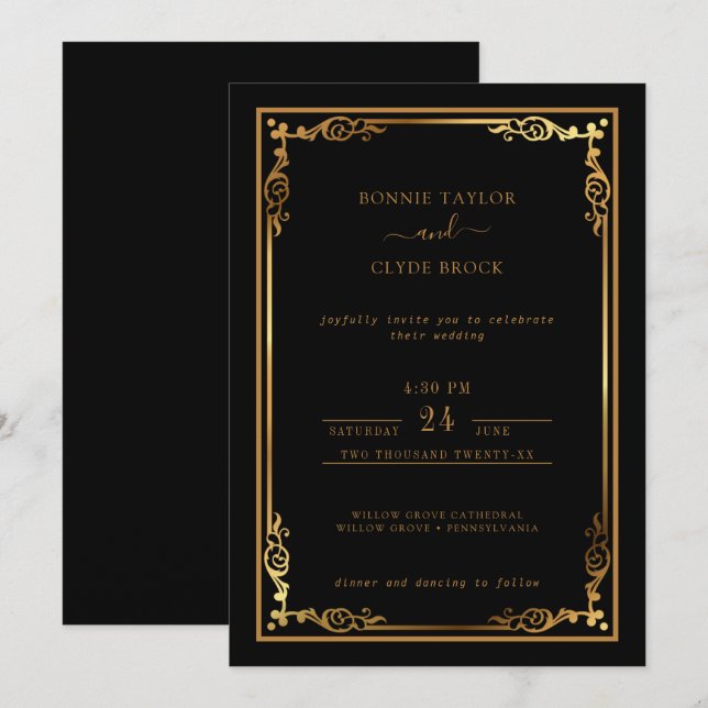 Gorgeous Stylish Wedding Invite with Elegant Flair (Front/Back)
