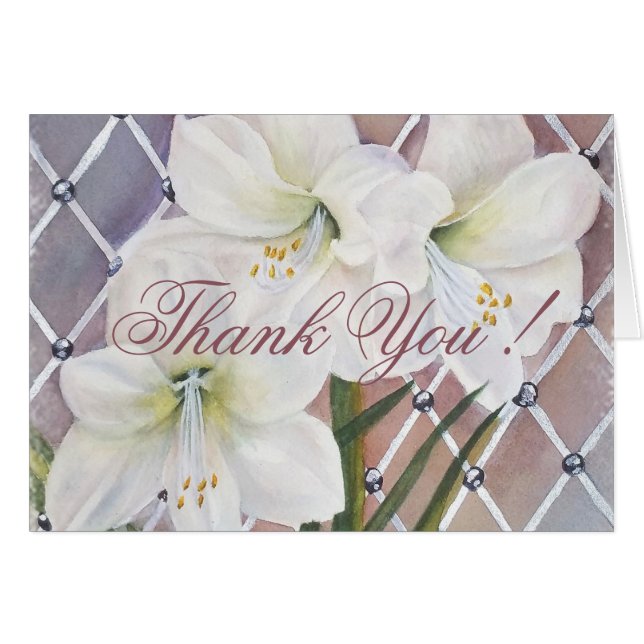 GORGEOUS STYLISH WHITE AMARYLLIS FLOWER THANK YOU (Front Horizontal)