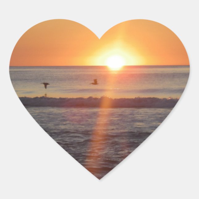 Gorgeous sunrise heart sticker (Front)