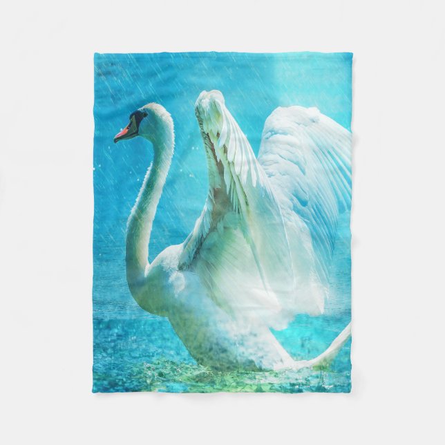 Gorgeous Swan Fleece Blanket (Front)