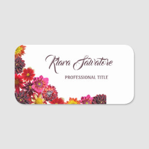 Gorgeous Sweet Amazing Colourful Flowers Name Tag