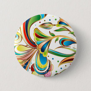 Gorgeous Swirling Flowers 2 Inch Round Button