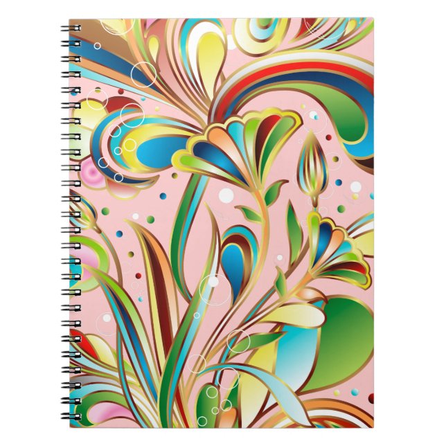 Gorgeous Swirling Flowers Notebook (Front)