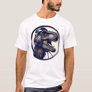 Gorgeous T-Rex wearing headphone inside Circle v1  T-Shirt
