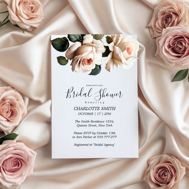 Gorgeous Tea Rose Bridal Shower  Invitation (Gorgeous Tea Rose Bridal Shower Invitation)