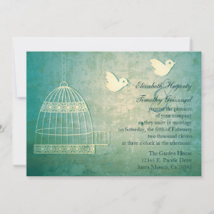 Gorgeous Teal Birdcage Wedding Invitation