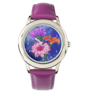 Gorgeous Three Color Gerberas Watch - Painting