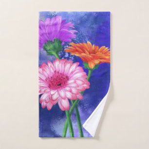 Gorgeous Three Colour Gerberas - Migned Art Drawin Bath Towel Set